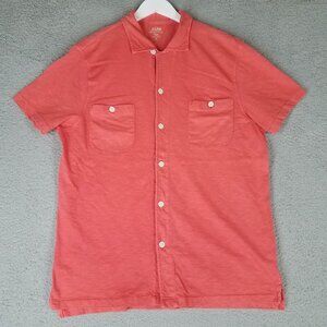 J. Crew Shirt Adult XL Pink Slub Cotton Knit Button Up Casual Stretch Men's